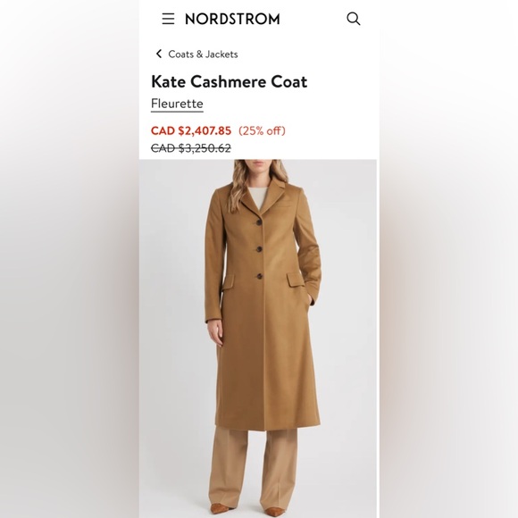 Fleurette (NWT $1,598) Kate Cashmere Wool Coat in Vicuna Size 16 W - Picture 12 of 14